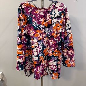 NWOT ROAMAN’S Long Sleeve Ultimate Crewneck Tee 2X Floral Print